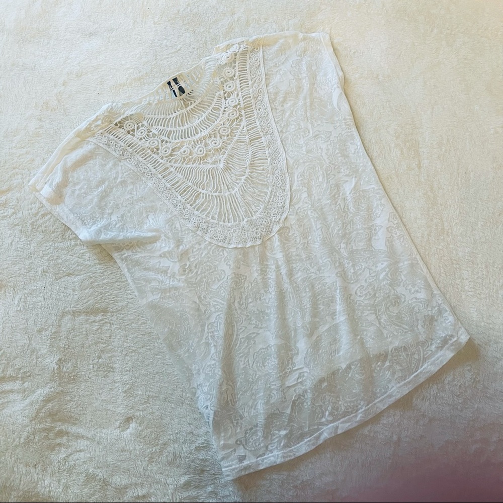 White T-Shirt Crochet Back